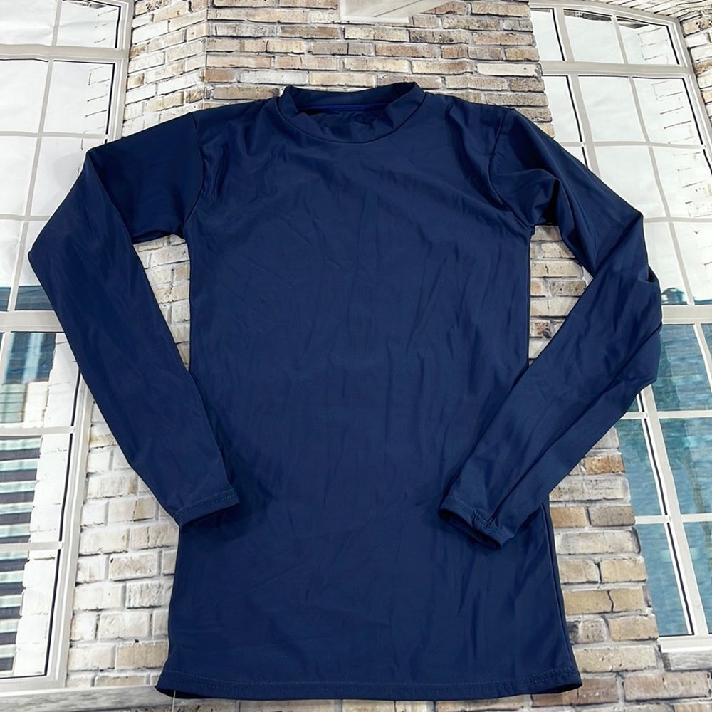 NWT Boys Game Gear Blue Athletic Nylon Micro Long Sleeve Shirt (S) FV07